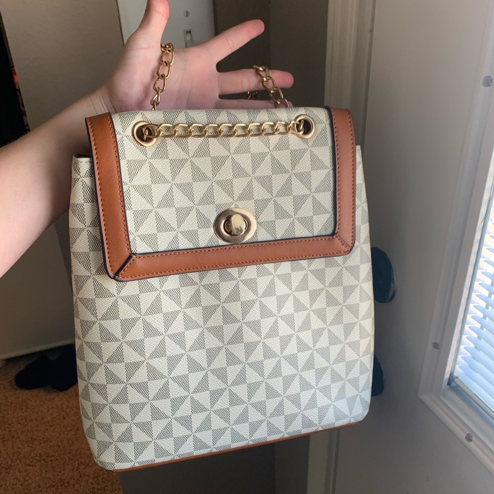 White & Gold Small Backpack
